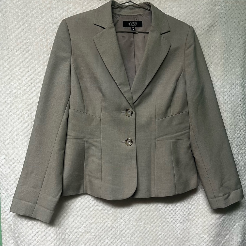 Kasper Jackets and Coats Womens Classic Gray Blazer Two Buttons Career Size 10